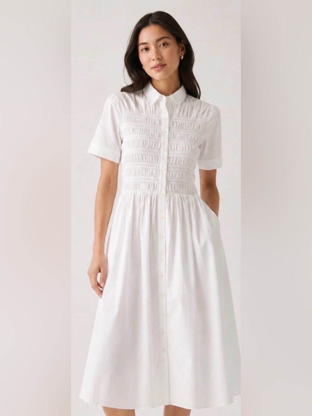NWT J Crew Elsie Shirt-Dress White L